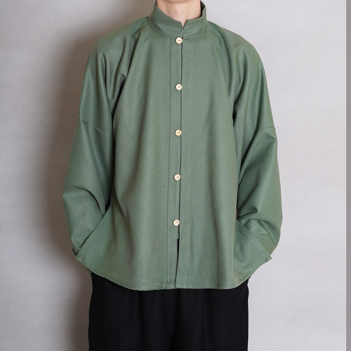 青山渐汉服 明制竖领对襟衫弓袋袖立领短衫日常通勤国风男女春秋