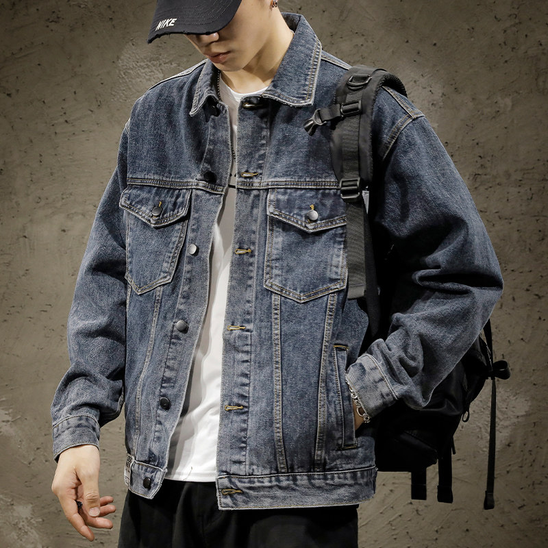 美式复古工装牛仔夹克男士宽松大码2025新款外套男秋冬季潮牌
