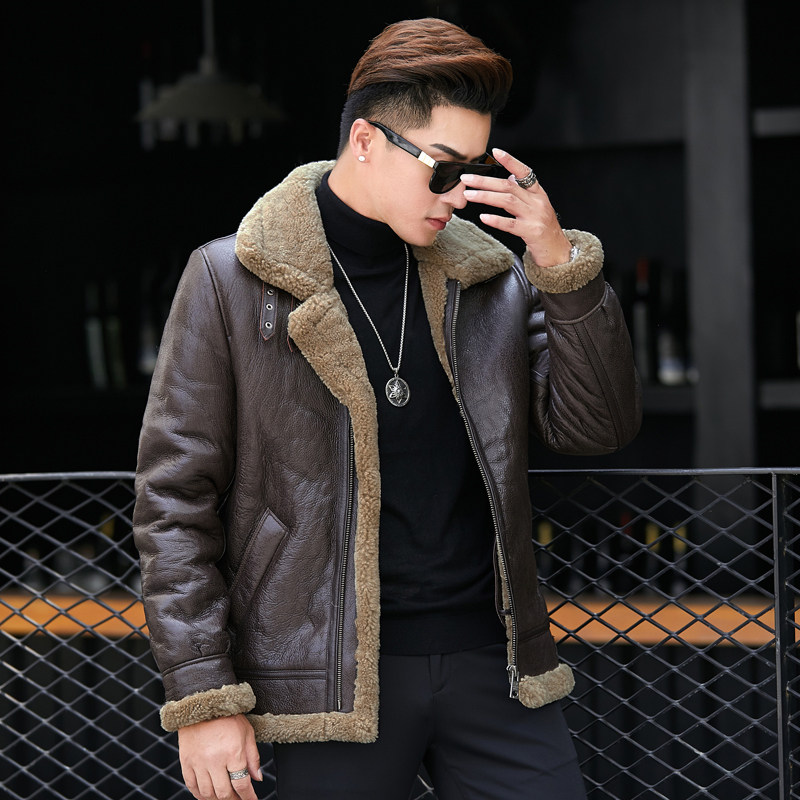 澳洲进口2025秋冬新款原生态皮毛一体男海宁真皮皮衣羊毛皮草