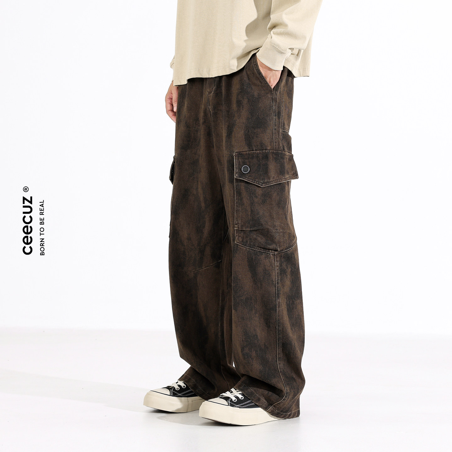 Ceecuz设计感擦旧工装裤男款美式复古dirtyfit宽松