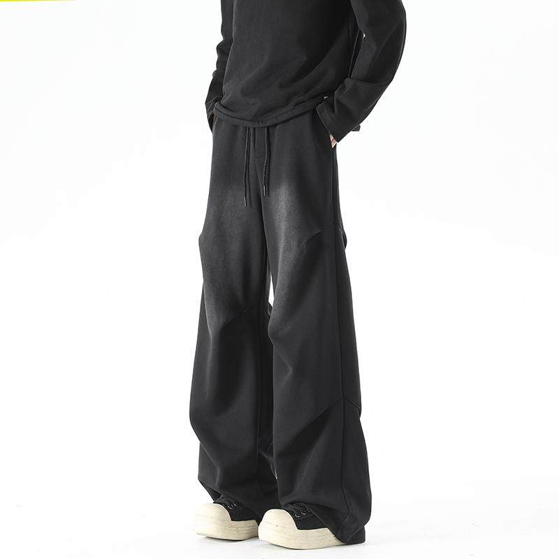 HuiTouLv冬季水洗重磅卫裤男美式潮牌直筒垂感休闲运动裤