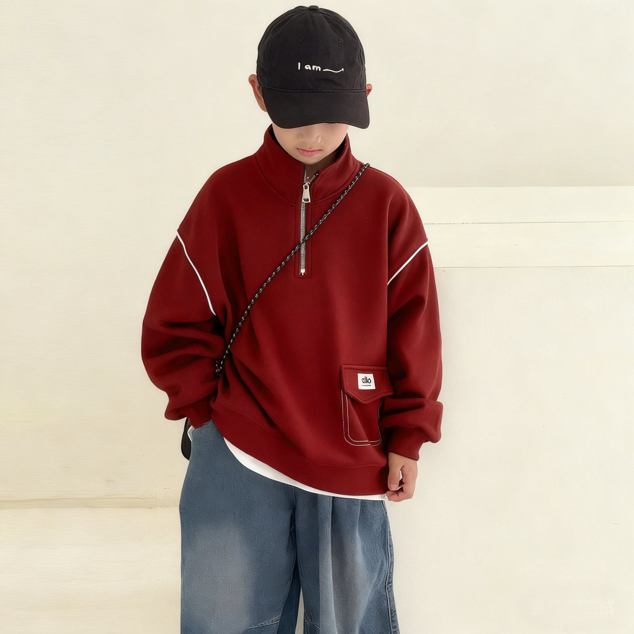 男童冬季红色卫衣儿童加绒一体绒本命年上衣2026新款大童装冬