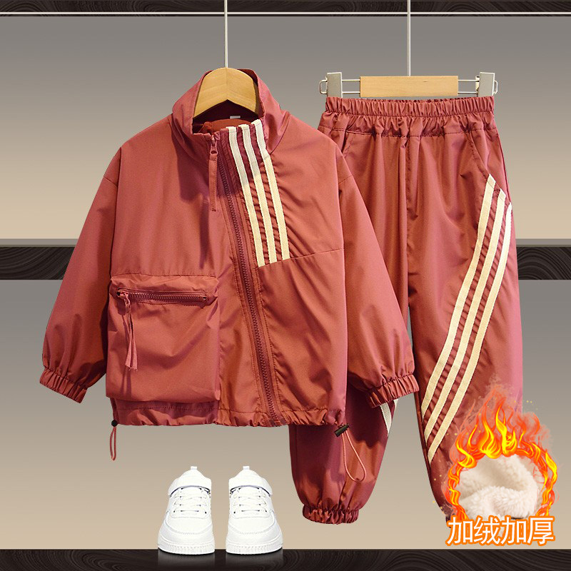 男童秋冬加绒运动套装儿童春秋男孩帅气2025新款童装女童衣服