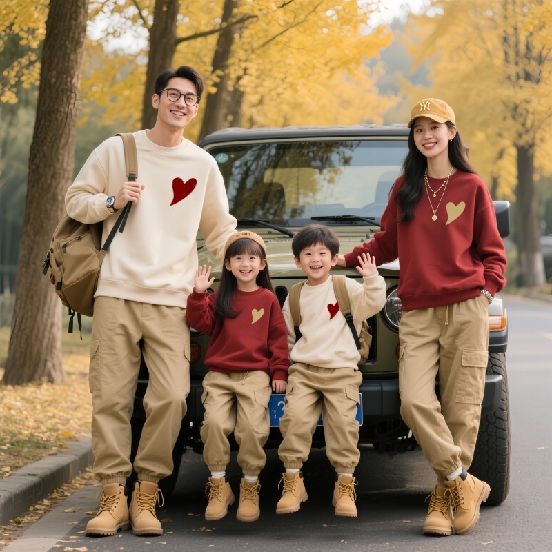 不一样的炸街亲子装一家三口四口全家装母女母子卫衣套装班服园服