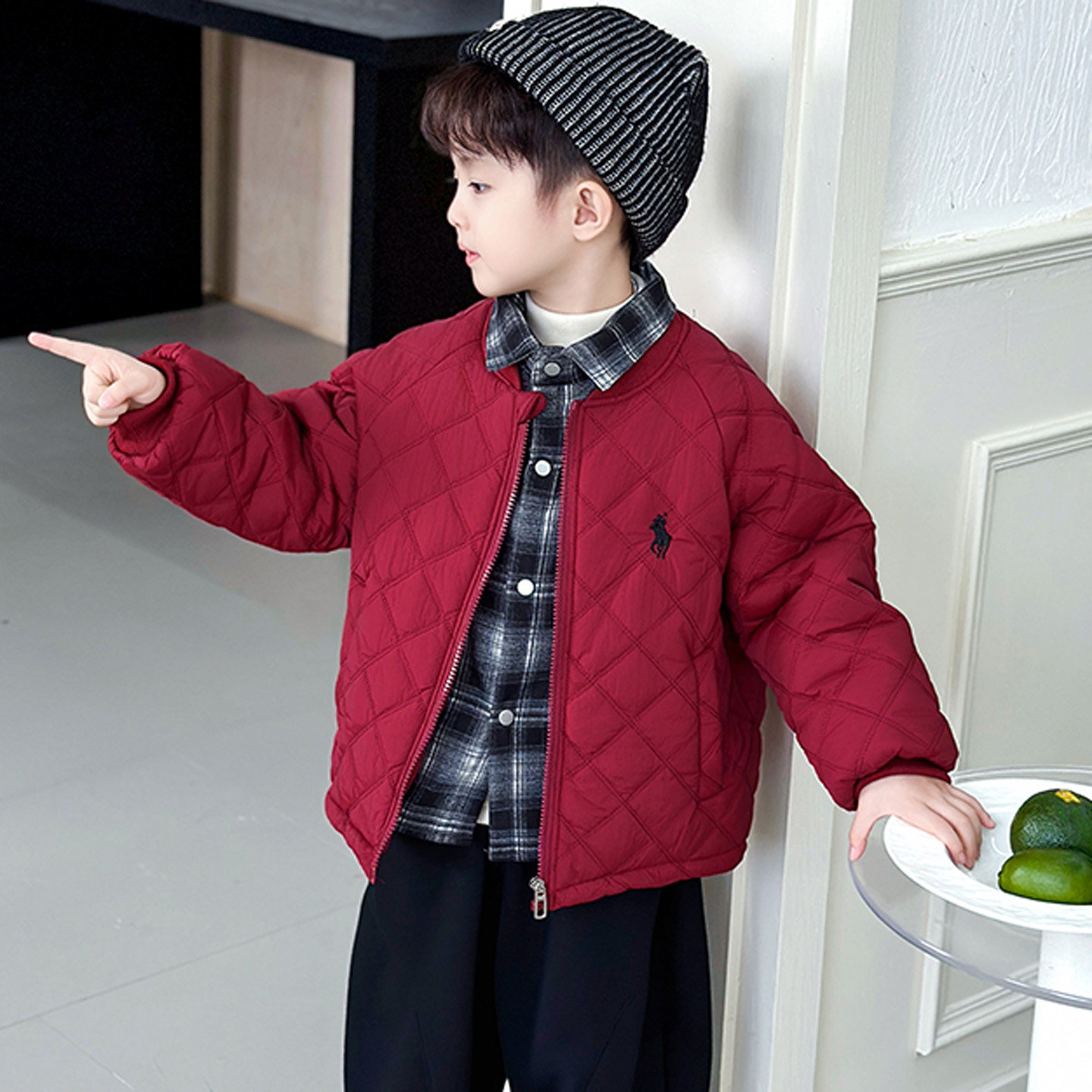 男童红色外套拜年服加绒冬装2026新年宝宝棉服儿童装男孩冬季
