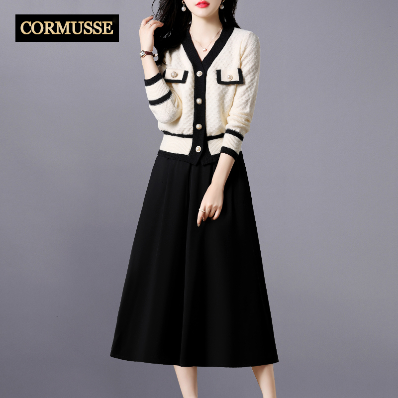 cormusse高端连衣裙秋冬款女2025新款气质洋气小香风