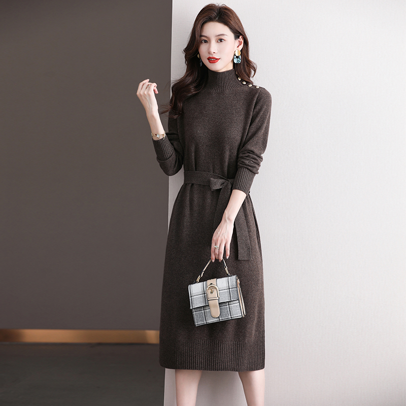 纯羊毛连衣裙女秋季2025新款气质洋气毛