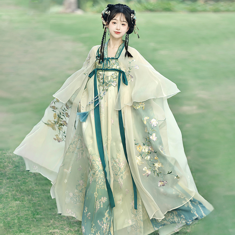 汉服女中国风唐制齐胸襦裙仙气飘逸古风日常古装全套春秋