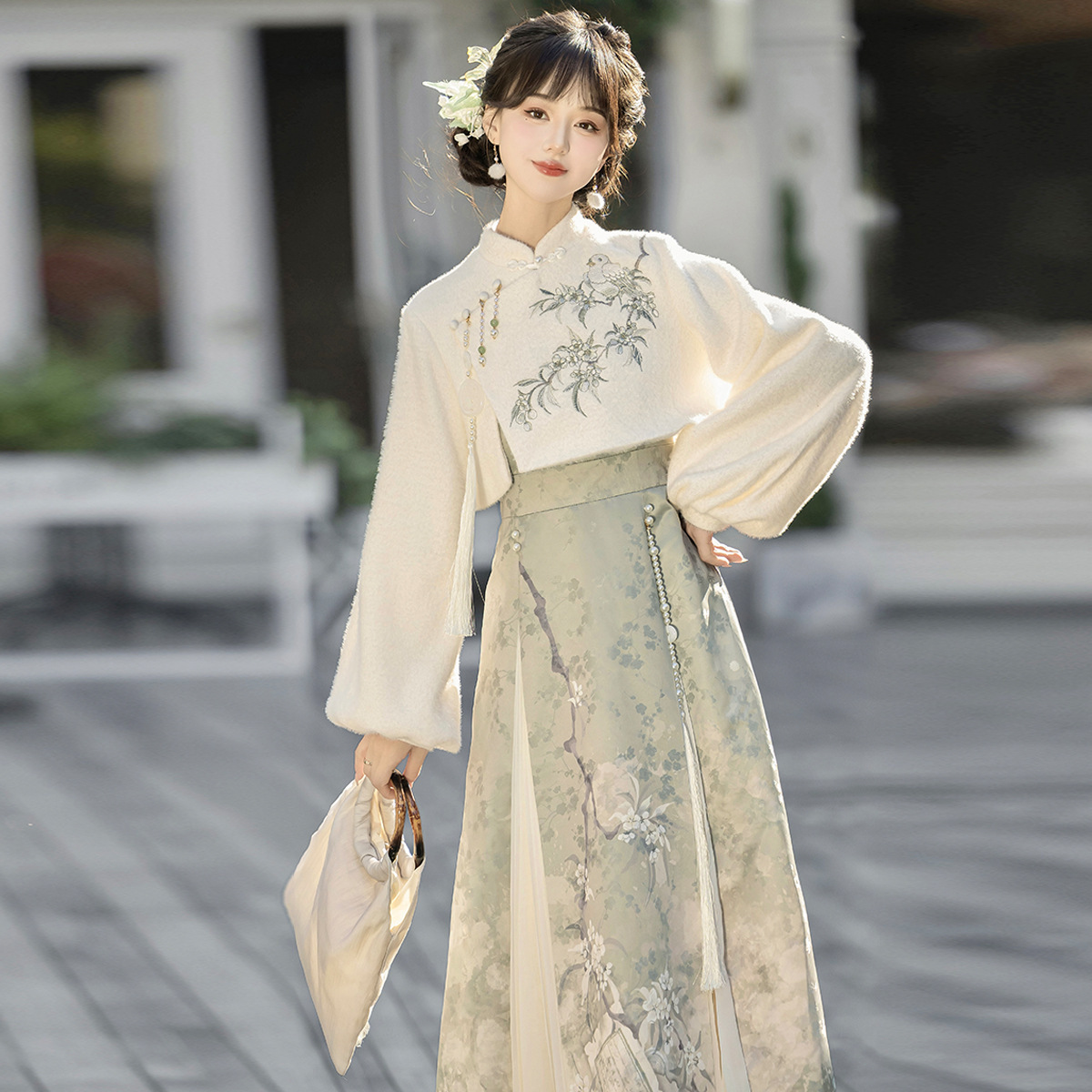 汉服女日常改良汉元素中国风新中式上衣连衣裙套装春秋