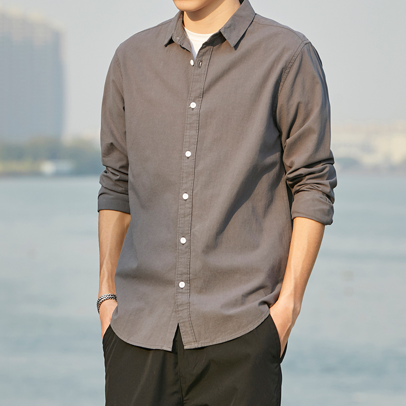 高级感衬衫长袖休闲潮流薄款男士日系2025年春工装白色潮纯棉