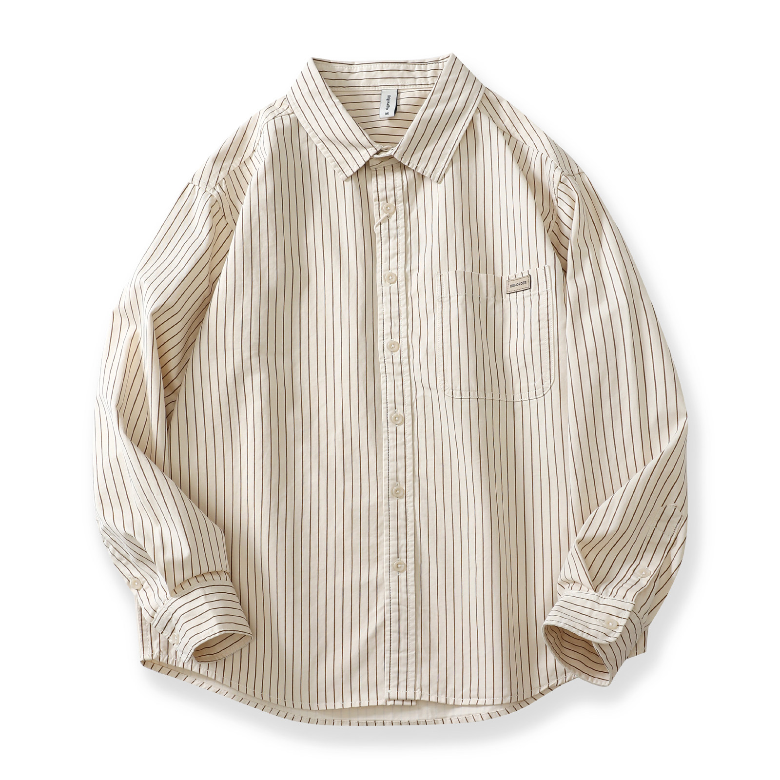 长袖条纹衬衫男24春秋季新款宽松休闲上衣潮流牌工装衬衣薄外套