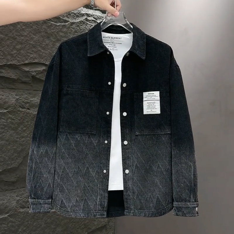 加绒加厚牛仔外套男款潮秋冬季休闲重磅美式复古外穿翻领夹克男装