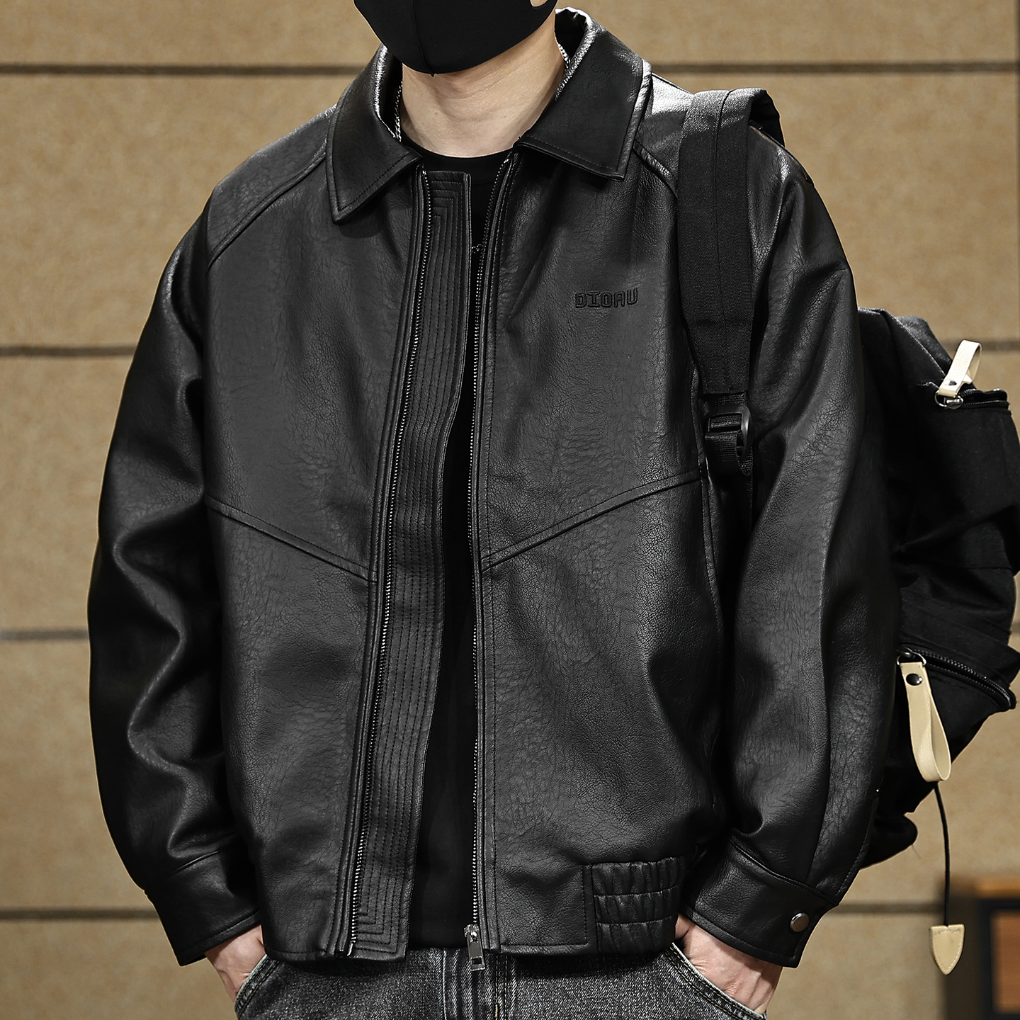 美式复古翻领皮夹克男士秋冬季外套宽松休闲潮牌百搭痞帅pu皮衣