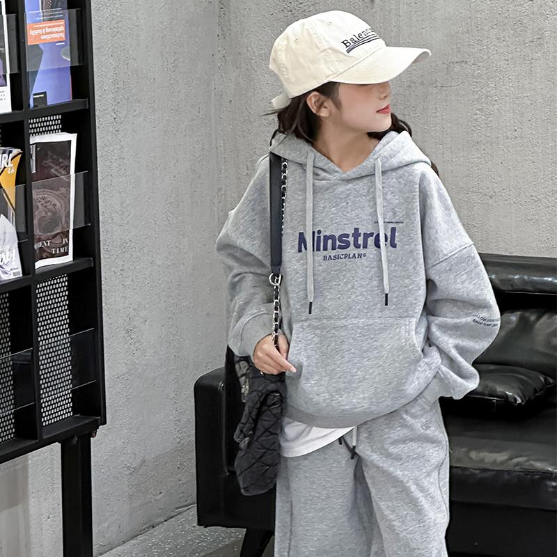 女童加绒卫衣连帽冬季一体绒宽松韩版韩版上衣2025新款中大童