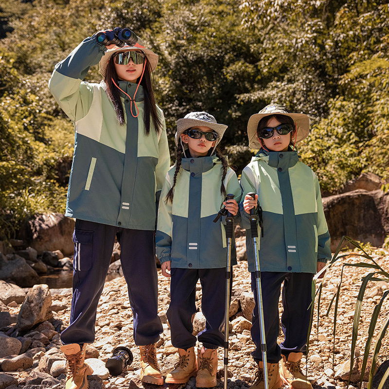 冲锋衣儿童款三合一亲子装硬壳户外徒步外套登山男女巨好看加绒