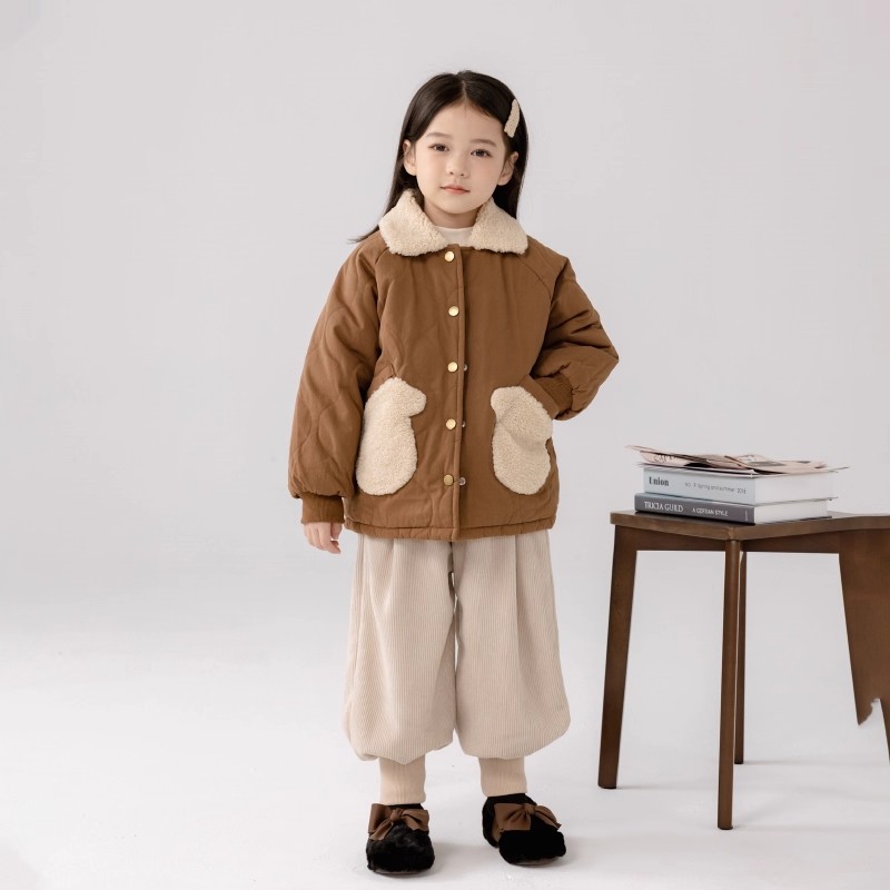 法国Uamtor女童冬季2025新款加绒加厚棉袄儿童洋气上衣