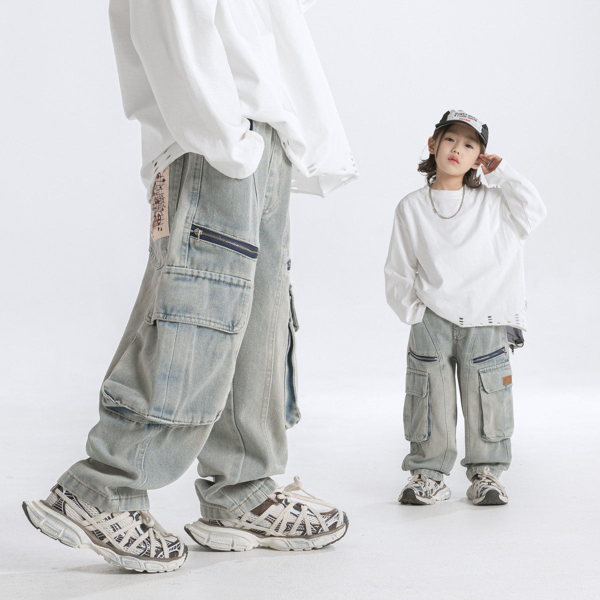 KIDS NALA男童牛仔裤春秋款2025新款帅气宽松休闲裤