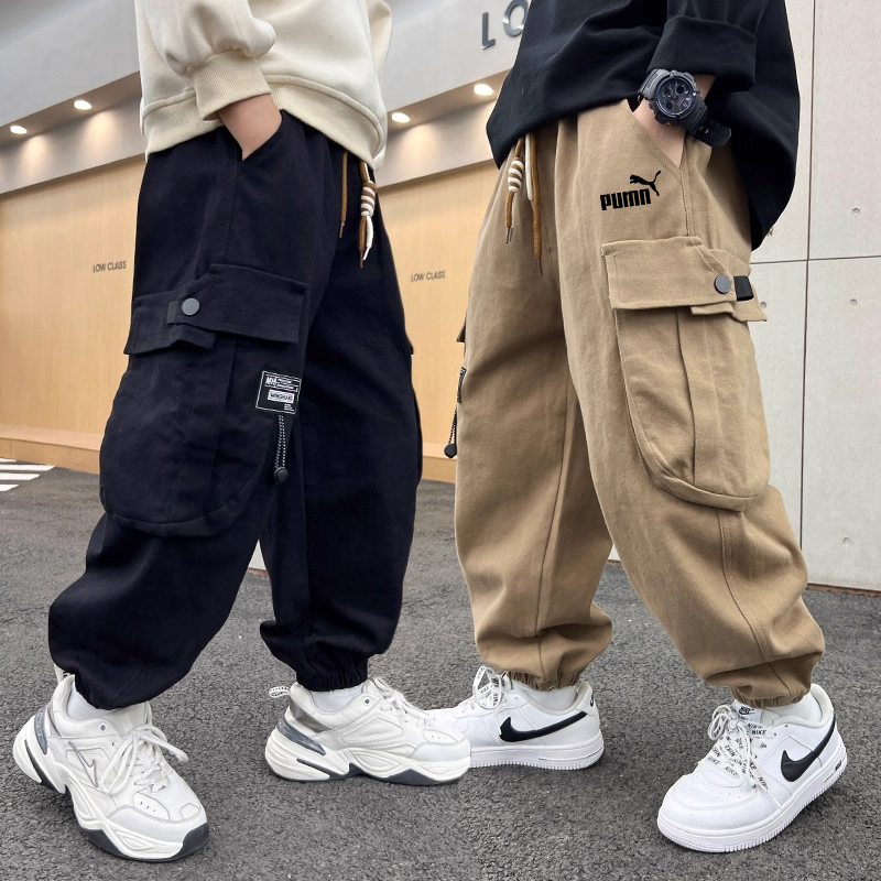 奥莱专柜男童裤子秋冬季2025新款大童工装裤秋冬款男孩加绒长