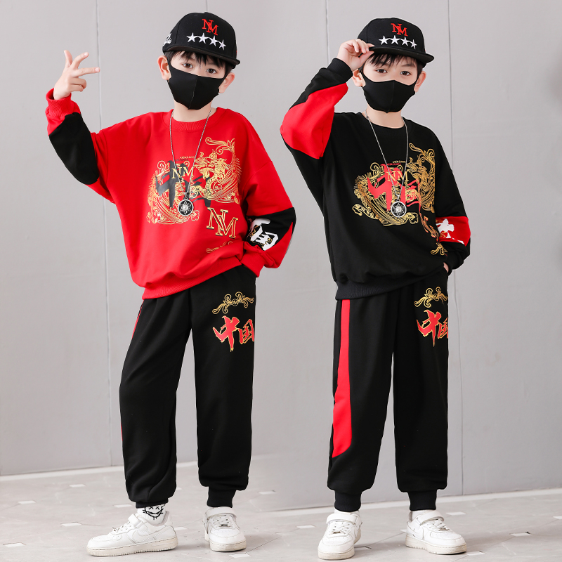 男童套装春秋2025新男孩中大童中国风卫衣帅气时尚运动休闲两