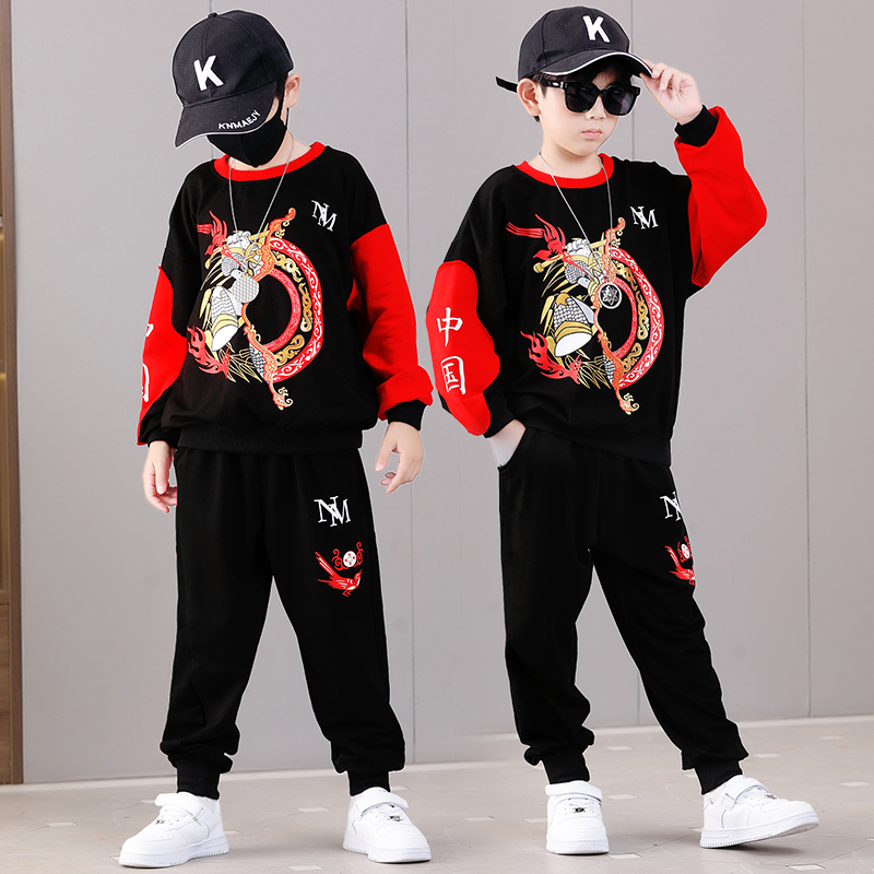 男童春秋套装2025新款中国风男孩儿童圆领卫衣帅气运动休闲两